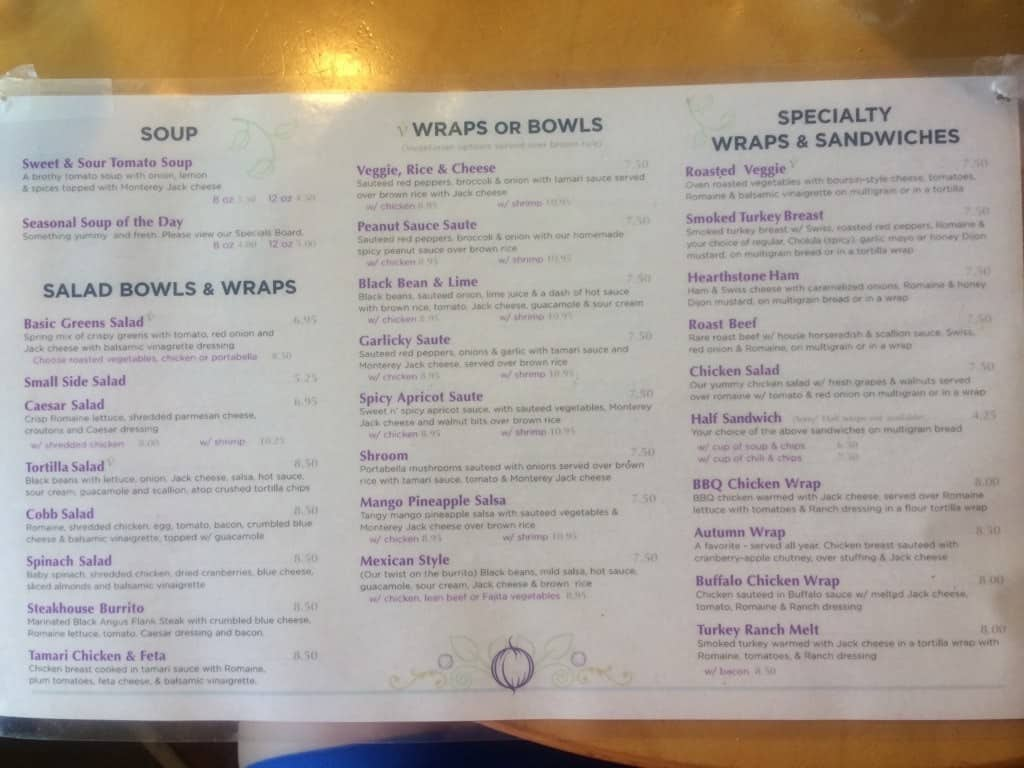 Menu at Purple Onion cafe, Newburyport