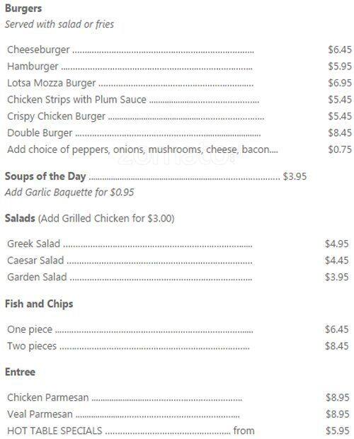 Red Spoon Banquet Hall menu
