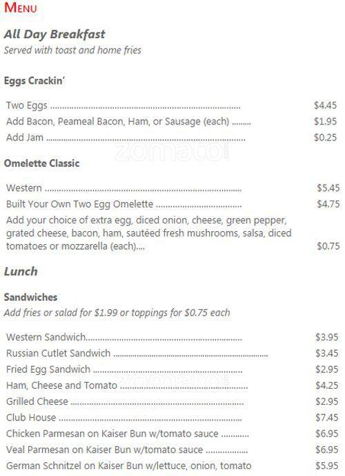 Red Spoon Banquet Hall menu