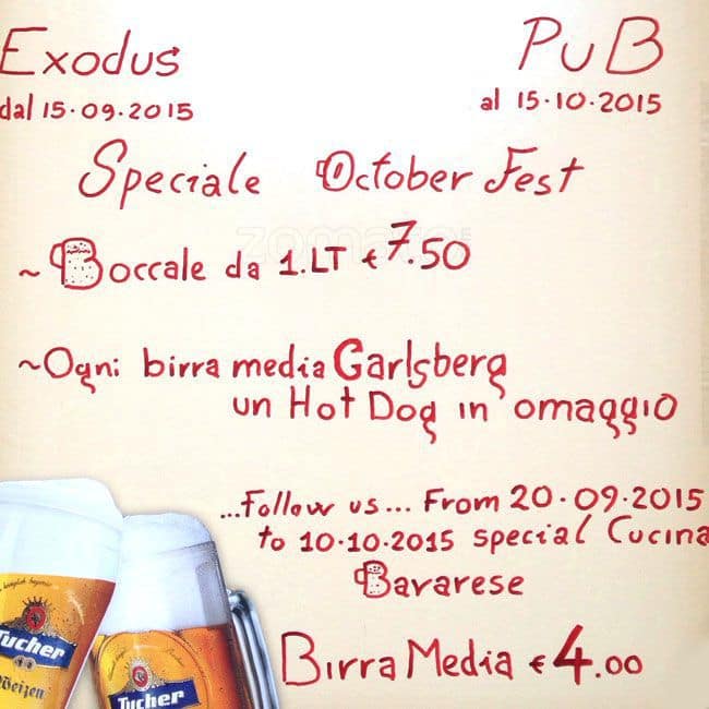 Menu di Exodus Pub 