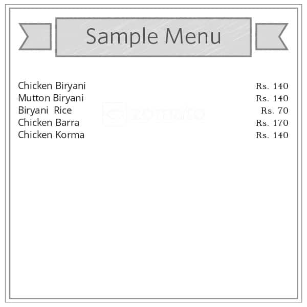 Hotel Haji inayat Ullah menu
