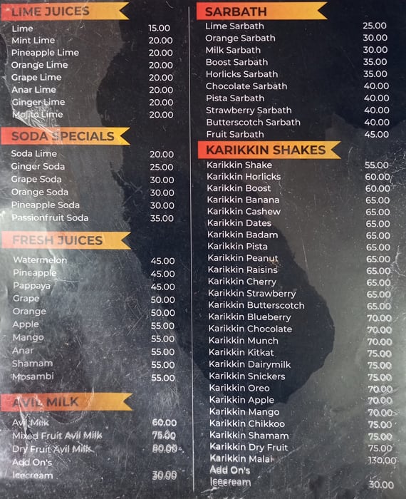 Menu of Fruzo Bake House, Pappanamcode, Trivandrum