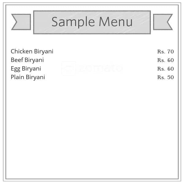 Noorani Biryani Hotel menu