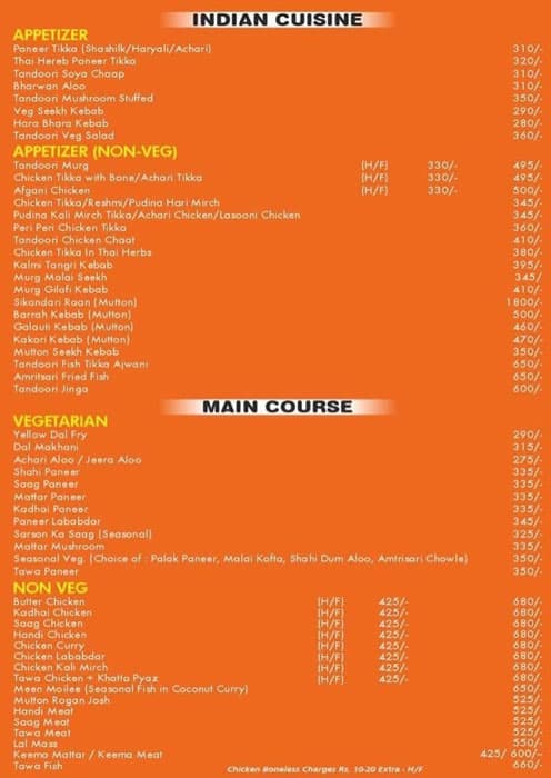 Menu of Halki Aanch, Shopping Mall, Arjun Marg, DLF Phase 1, Gurgaon