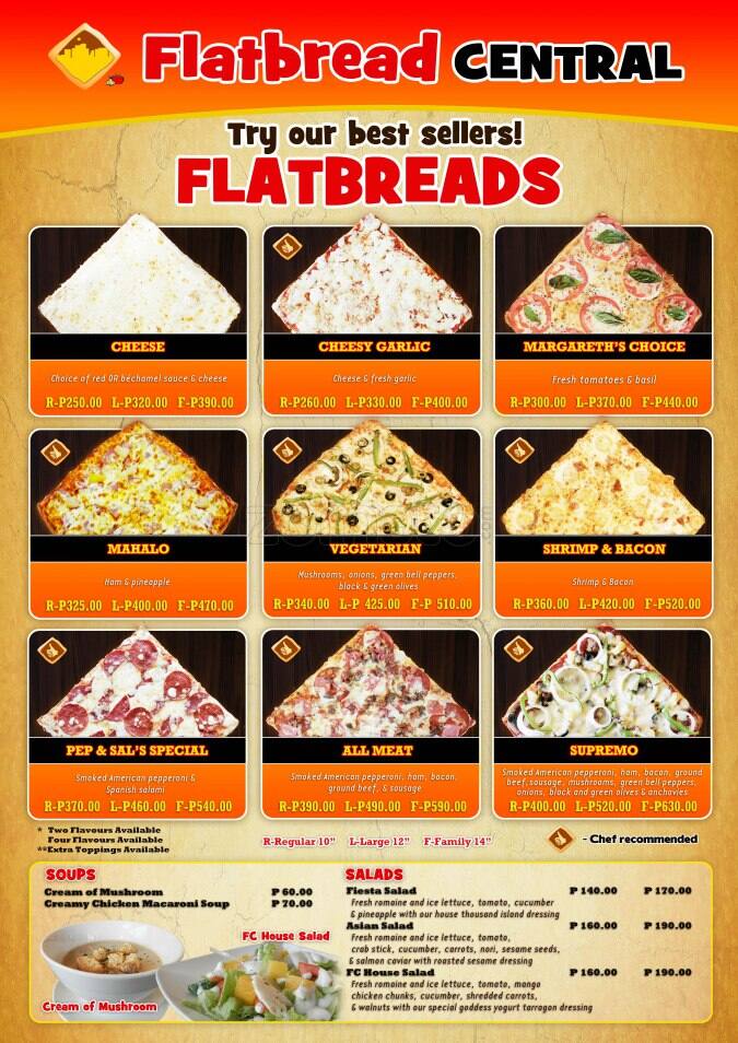 Menu at Flatbread Central pizzeria, Makati, A. Venue