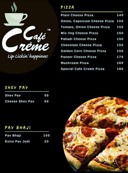 Café Crème menu