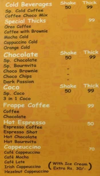 Shambhu's Coffee Bar Menu - Zomato