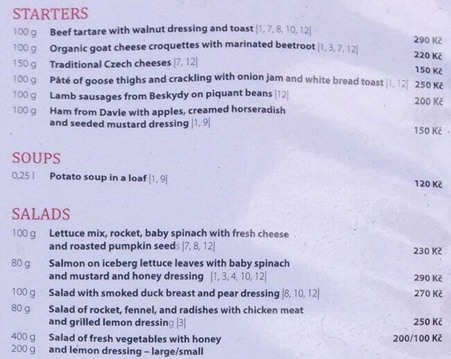 Carta de Café Lippert Restaurant