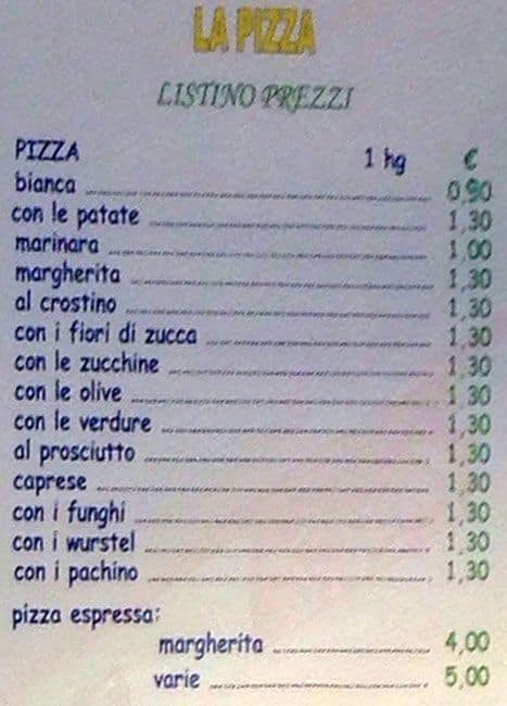Menu di Lapizza Pizzeria Girarrosto 