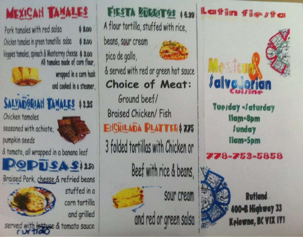 Latin Fiesta Menu Menu For Latin Fiesta Rutland Kelowna Urbanspoon
