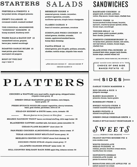 plush bar and grill menu