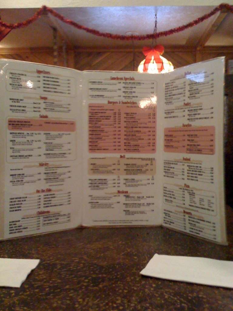Ripples of the Lakes Menu, Menu for Ripples of the Lakes, White Lake