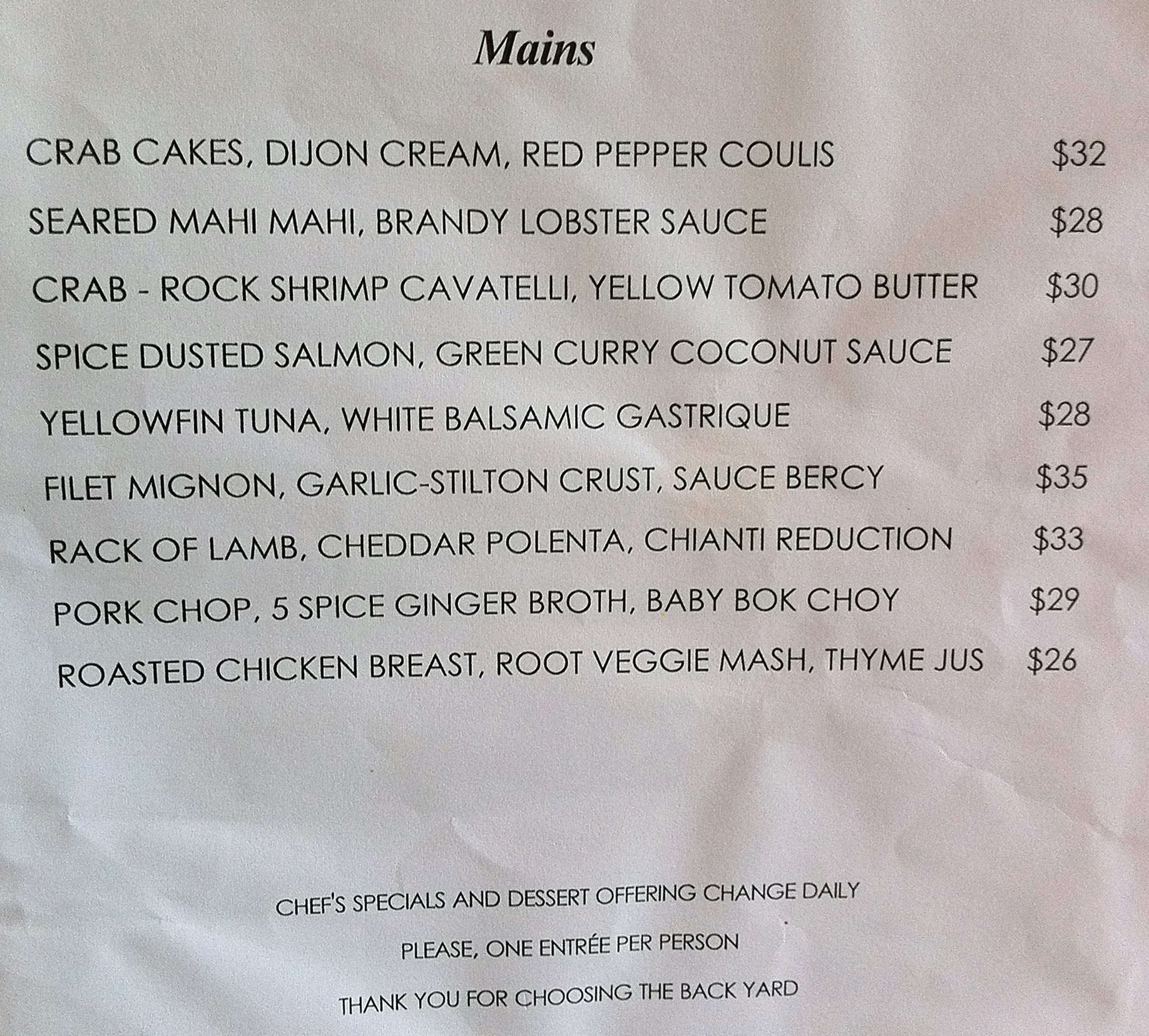 Back Yard Restaurant