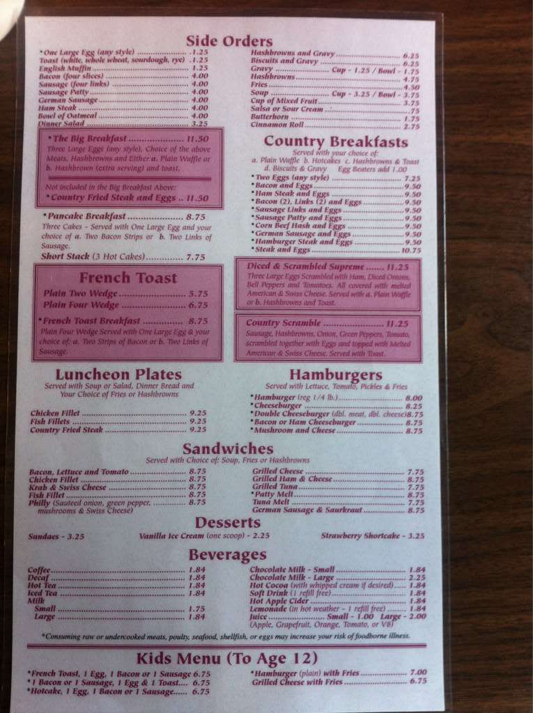 Menu at Waffles Plus restaurant, Spokane