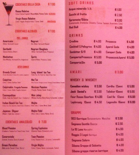 Menu di Rosso relativo 