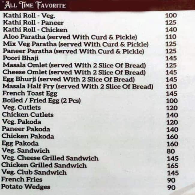 Relish Restaurant menu