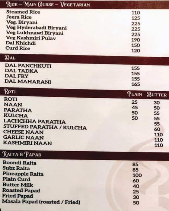 Relish Restaurant menu