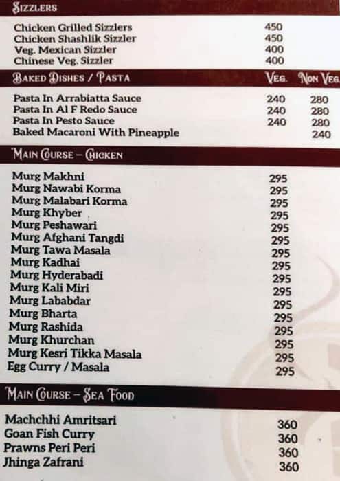 Relish Restaurant menu