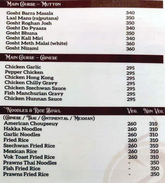 Relish Restaurant menu
