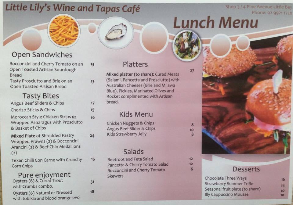 Little Lily's Wine and Tapas Cafe Menu Urbanspoon/Zomato