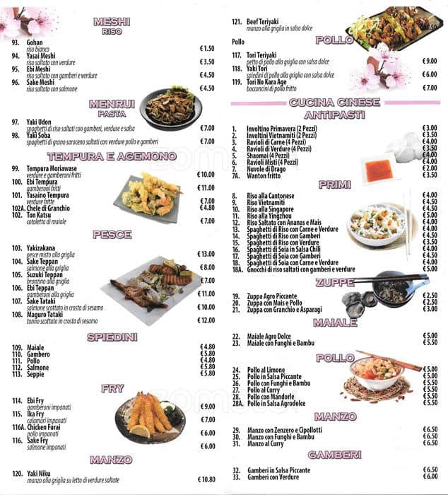 Menu di Fior di ciliegio 