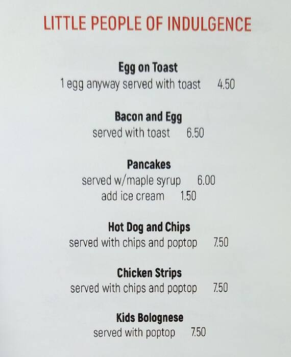 Menu at Indulgence Cafe, Templestowe