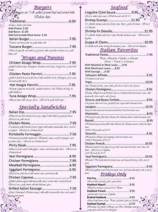 Carta de Valicias Ristorante