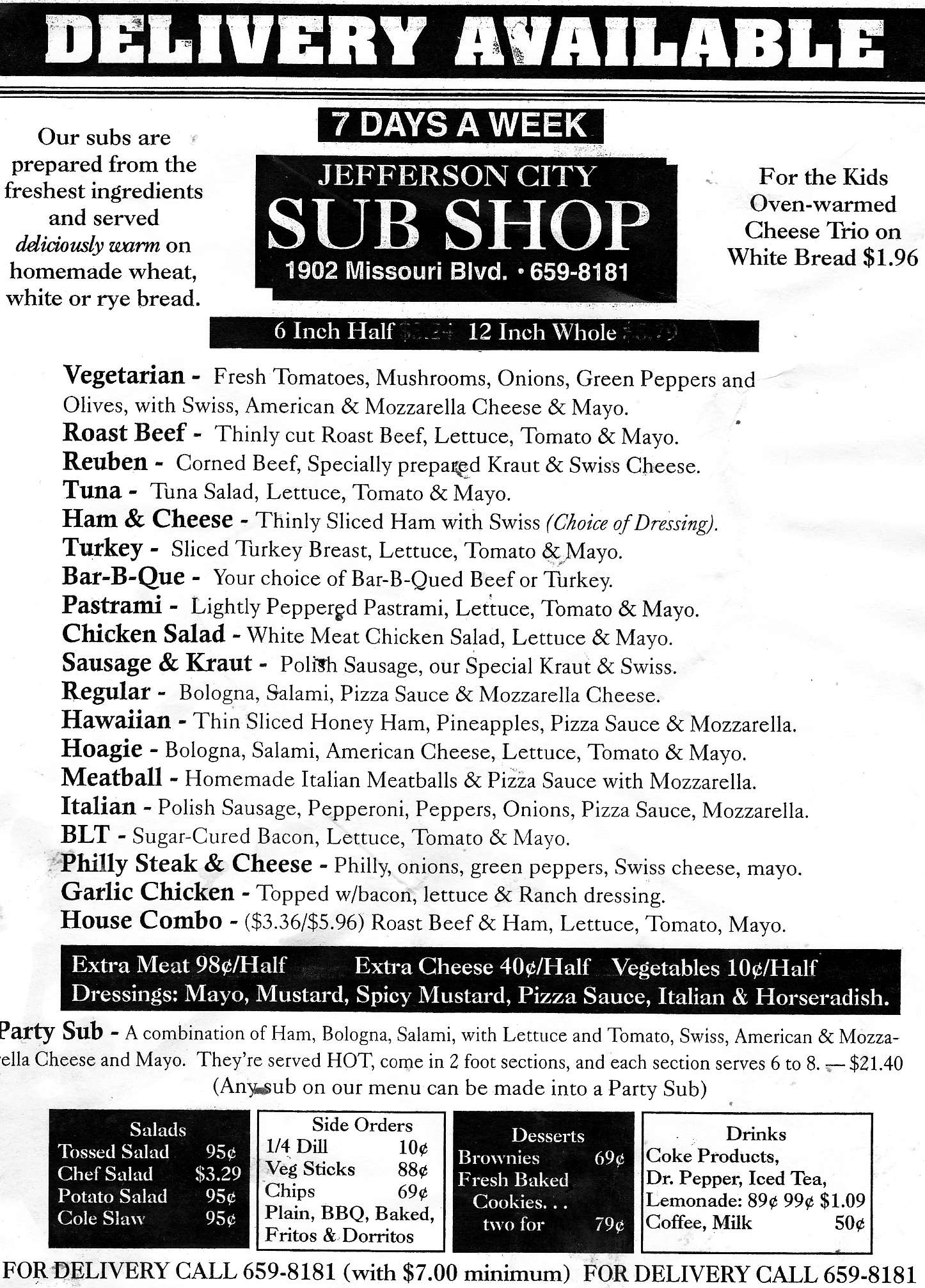 sub shop menu columbia mo