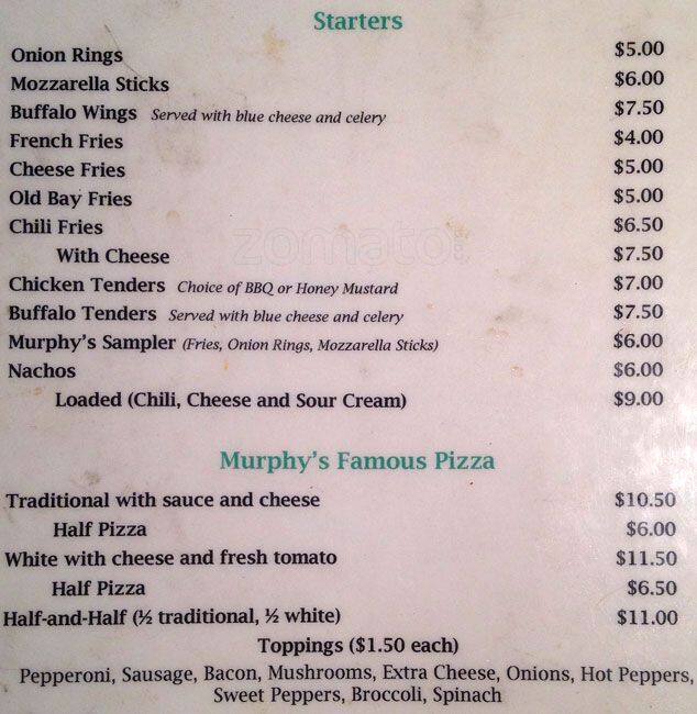 Murphy's Tavern Menu, Menu for Murphy's Tavern, Roxborough/Manayunk