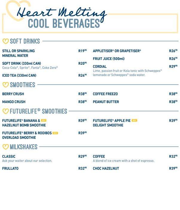 Menu at NetCafé cafe, Johannesburg, Mipark West Wing Hospital