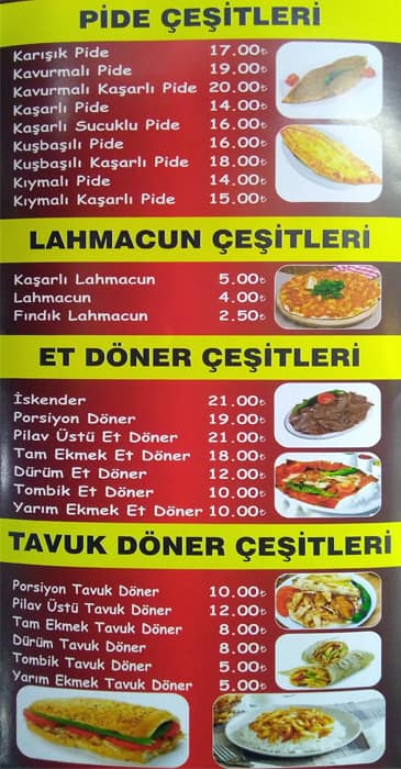 menu at naturel kebap istanbul uslu cd no 46