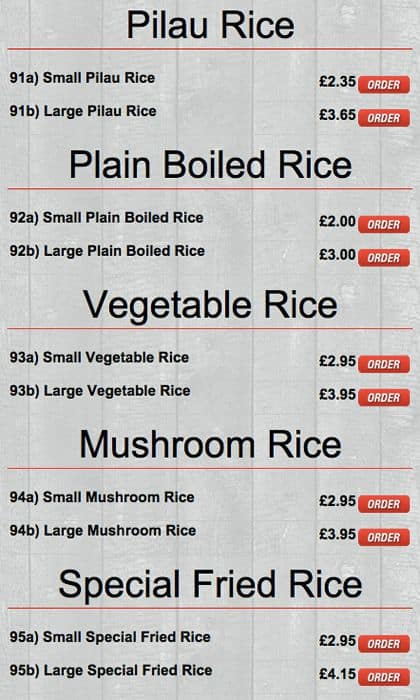 Monkeys Indian Takeaway menu