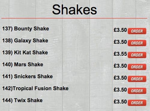 Monkeys Indian Takeaway menu