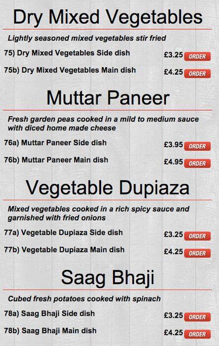 Monkeys Indian Takeaway menu