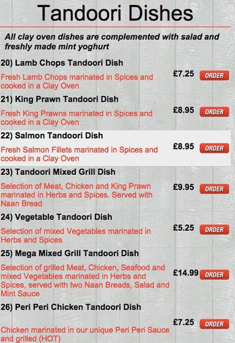 Monkeys Indian Takeaway menu