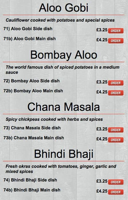 Monkeys Indian Takeaway menu