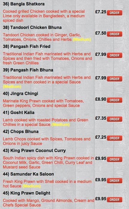 Monkeys Indian Takeaway menu