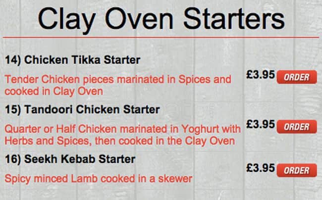 Monkeys Indian Takeaway menu