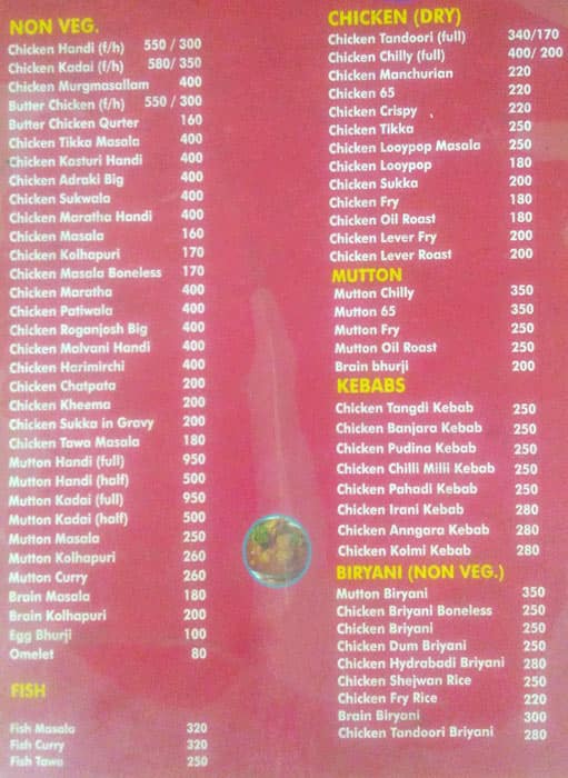 Sagar Tandoor House menu