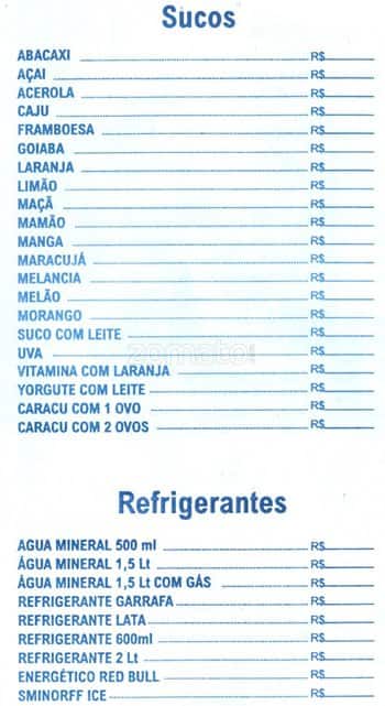 Lanchonete Estrela da Franca cardápio