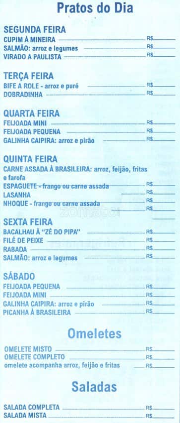 Lanchonete Estrela da Franca cardápio