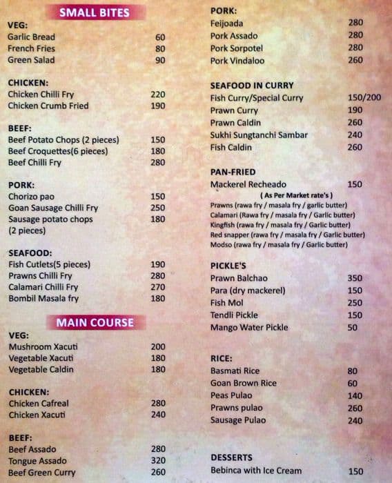 Avozin Menu, Menu for Avozin, Candolim, Goa - Zomato