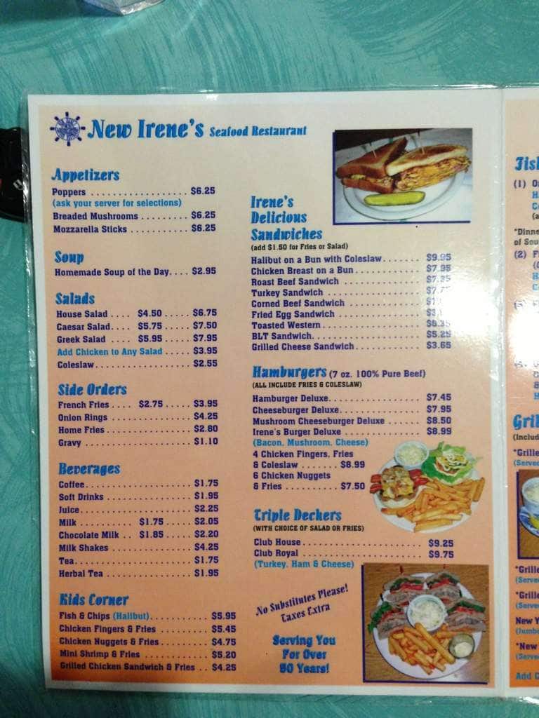 Irenes Seafood a London Foto del Menu con Prezzi Urbanspoon/Zomato