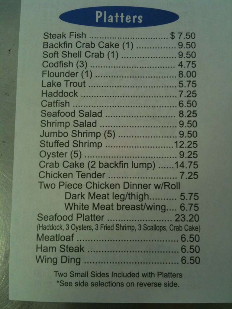 The Crab Crib Menu Menu For The Crab Crib Catonsville Baltimore