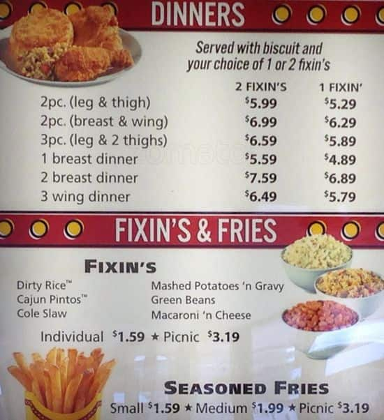 Menu at Bojangles fast food, Charlotte, 231 E Woodlawn Rd