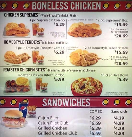 Bojangles Menu And Price List