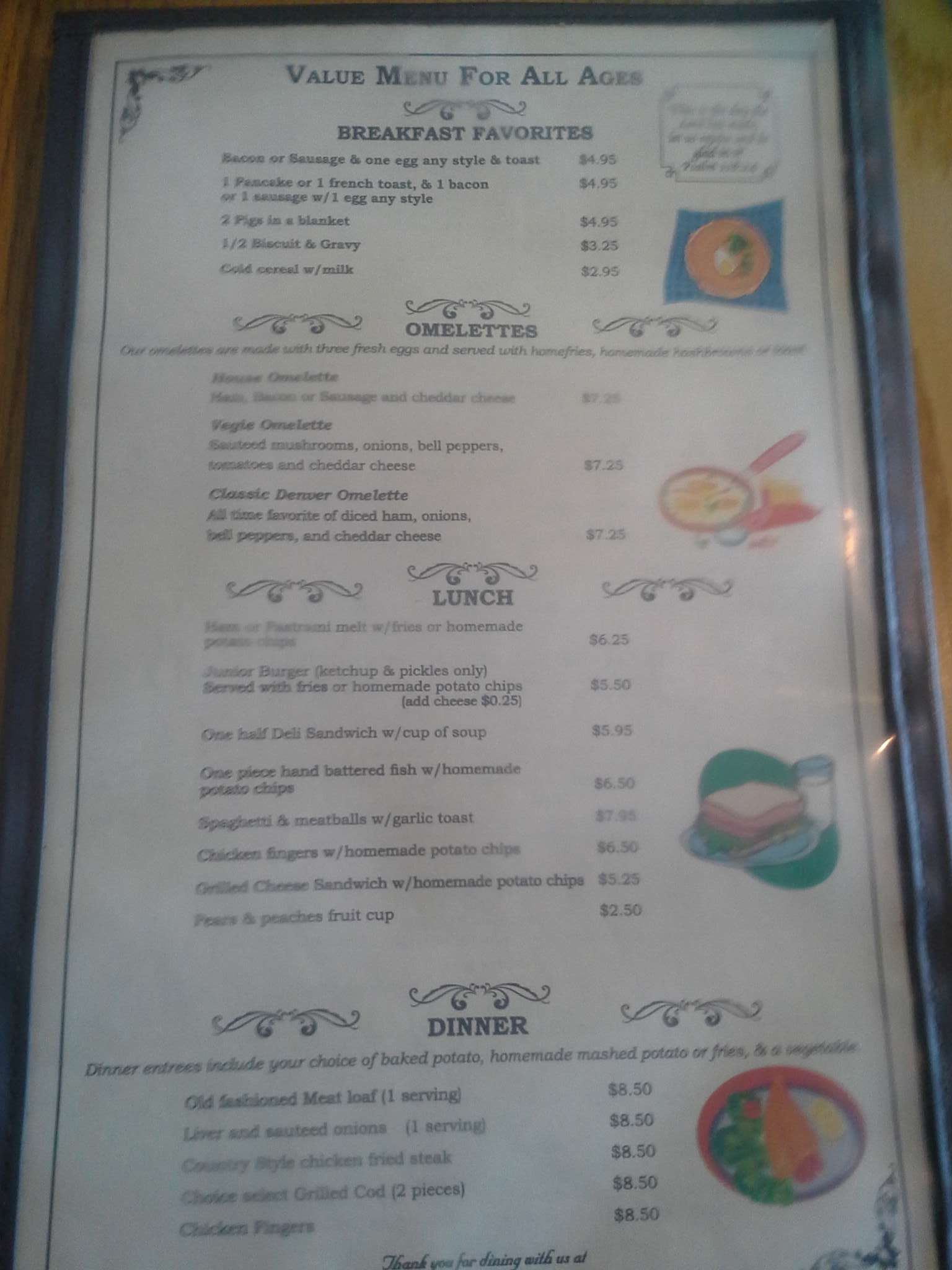 Heritage Family Restaurant Menu