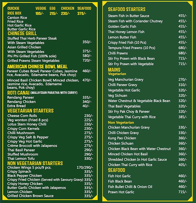 Menu of Wok Singh, Dugri, Ludhiana