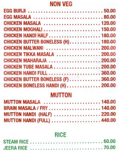 Hotel jai kamal menu
