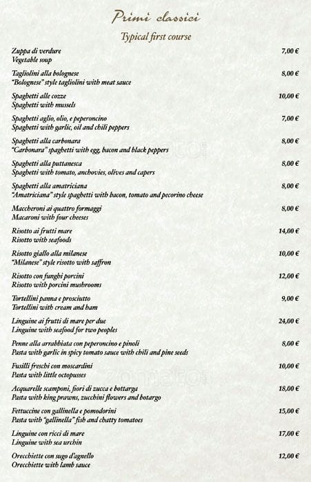 Menu di Pizzeria Ristorante Salernitano 
